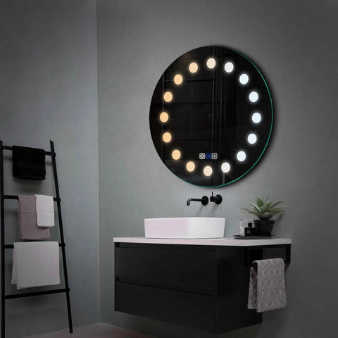 Specchio LED Rotondo | Pulsanti touch | Funzione anti-appannamento | Temperatura di colore regolabile - Reyze Serie Salono Modello 6