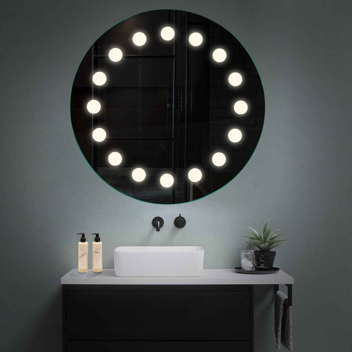 Specchio LED Rotondo | Controllo tramite interruttore a muro | Luce bianca neutra - Reyze Serie Salono Modello 6