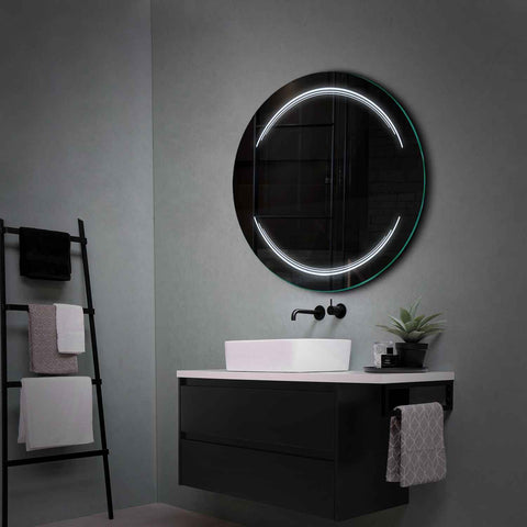 Specchio LED Rotondo | Controllo tramite interruttore a muro | Luce bianca fredda - Reyze Serie Salono Modello 7