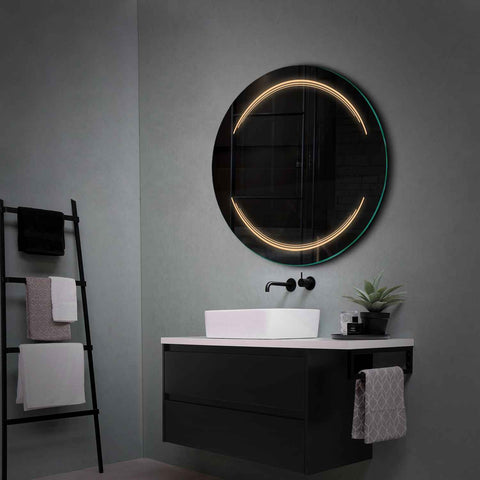 Specchio LED Rotondo | Controllo tramite interruttore a muro | Luce bianca calda - Reyze Serie Salono Modello 7