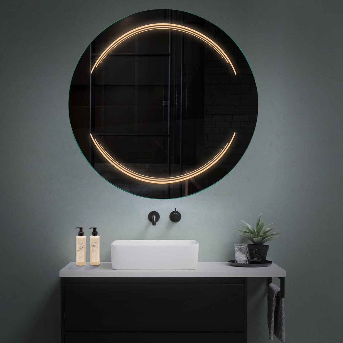 Specchio LED Rotondo | Controllo tramite interruttore a muro | Luce bianca calda - Reyze Serie Salono Modello 7