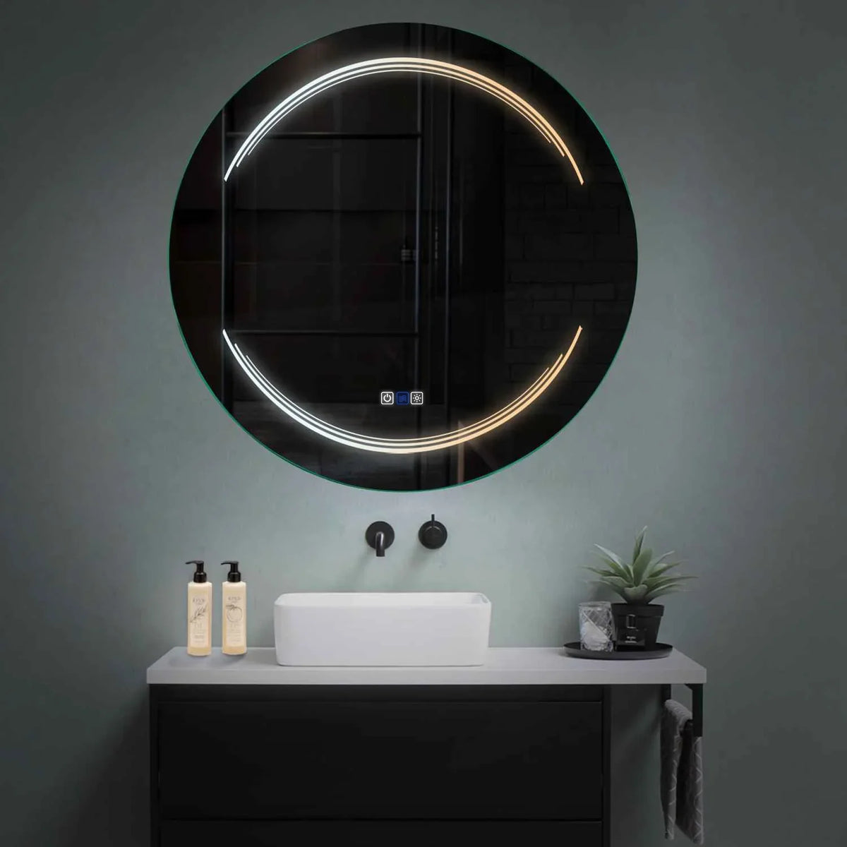 Specchio LED Rotondo | Pulsanti touch | Funzione anti-appannamento | Temperatura di colore regolabile - Reyze Serie Salono Modello 7