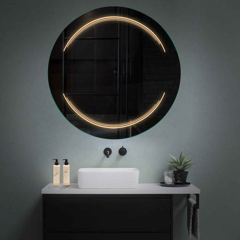 Specchio LED Rotondo | Controllo tramite interruttore a muro | Luce bianca calda - Reyze Serie Salono Modello 7