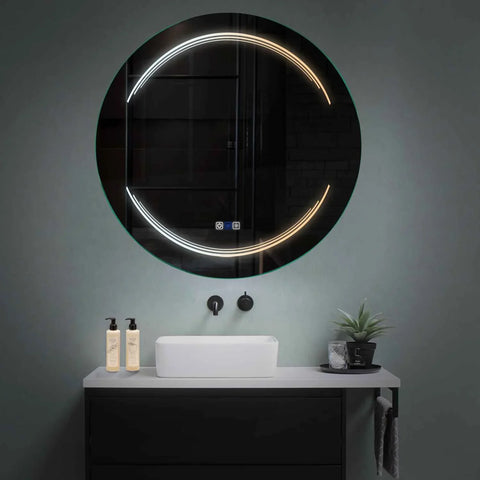Specchio LED Rotondo | Pulsanti touch | Funzione anti-appannamento | Temperatura di colore regolabile - Reyze Serie Salono Modello 7
