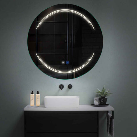 Specchio LED Rotondo | Pulsanti touch | Funzione anti-appannamento | Luce bianca neutra - Reyze Serie Salono Modello 7