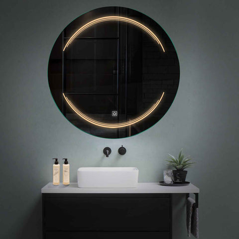 Specchio LED Rotondo | Pulsante touch | Luce bianca calda - Reyze Serie Salono Modello 7