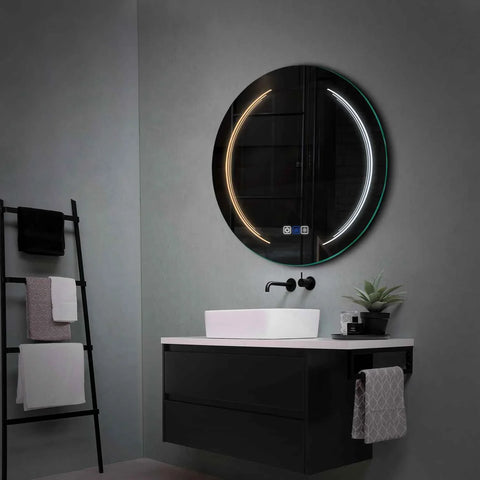 Specchio LED Rotondo | Pulsanti touch | Funzione anti-appannamento | Temperatura di colore regolabile - Reyze Serie Salono Modello 8