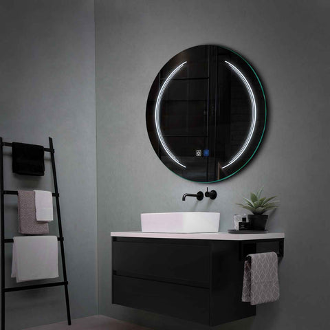 Specchio LED Rotondo | Pulsanti touch | Funzione anti-appannamento | Luce bianca fredda - Reyze Serie Salono Modello 8