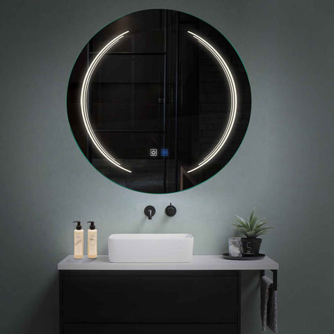 Specchio LED Rotondo | Pulsanti touch | Funzione anti-appannamento | Luce bianca neutra - Reyze Serie Salono Modello 8