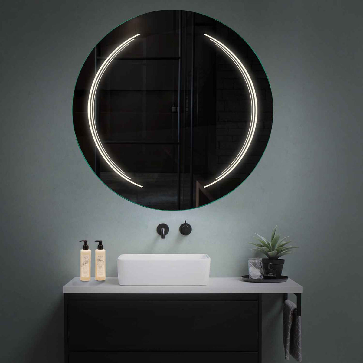 Specchio LED Rotondo | Controllo tramite interruttore a muro | Luce bianca neutra - Reyze Serie Salono Modello 8