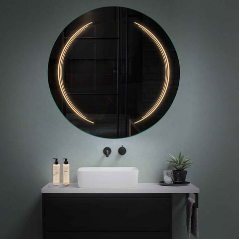 Specchio LED Rotondo | Controllo tramite interruttore a muro | Luce bianca calda - Reyze Serie Salono Modello 8
