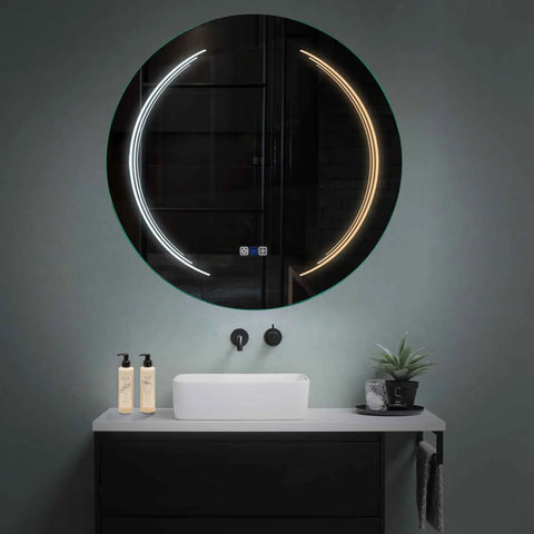 Specchio LED Rotondo | Pulsanti touch | Funzione anti-appannamento | Temperatura di colore regolabile - Reyze Serie Salono Modello 8