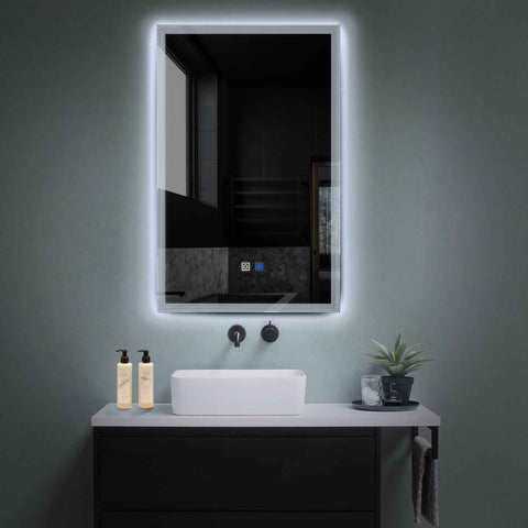 Specchio LED Verticale | Pulsanti touch | Funzione anti-appannamento | Luce bianca fredda - Reyze Serie Edge Modello 1