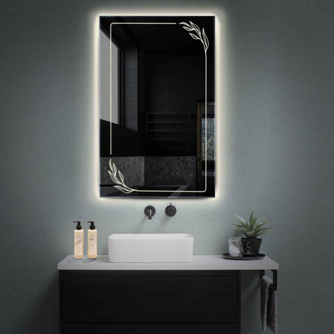 Specchio LED Verticale | Controllo tramite interruttore a muro | Luce bianca neutra - Reyze Serie Good Vibes Modello 1