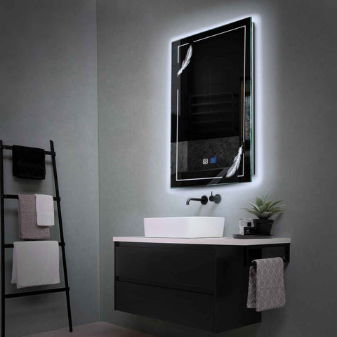 Specchio LED Verticale | Pulsanti touch | Funzione anti-appannamento | Luce bianca fredda - Reyze Serie Good Vibes Modello 2