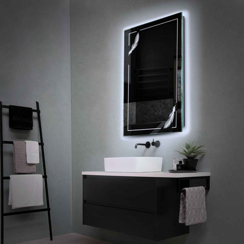 Specchio LED Verticale | Controllo tramite interruttore a muro | Luce bianca fredda - Reyze Serie Good Vibes Modello 2