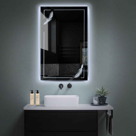 Specchio LED Verticale | Controllo tramite interruttore a muro | Luce bianca fredda - Reyze Serie Good Vibes Modello 2