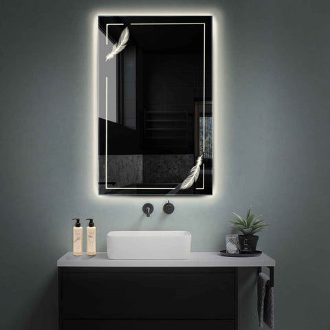 Specchio LED Verticale | Controllo tramite interruttore a muro | Luce bianca neutra - Reyze Serie Good Vibes Modello 2
