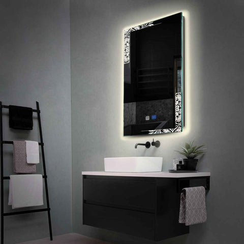 Specchio LED Verticale | Pulsanti touch | Funzione anti-appannamento | Luce bianca neutra - Reyze Serie Good Vibes Modello 4