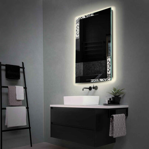 Specchio LED Verticale | Controllo tramite interruttore a muro | Luce bianca neutra - Reyze Serie Good Vibes Modello 4