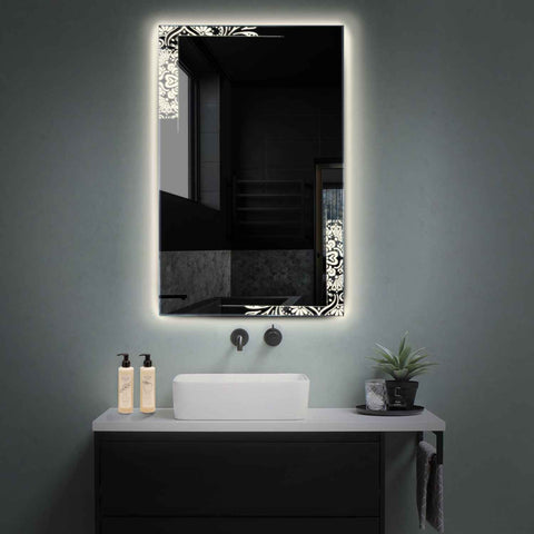 Specchio LED Verticale | Controllo tramite interruttore a muro | Luce bianca neutra - Reyze Serie Good Vibes Modello 4