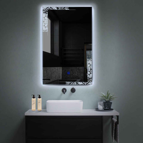 Specchio LED Verticale | Pulsante touch | Luce bianca fredda - Reyze Serie Good Vibes Modello 4