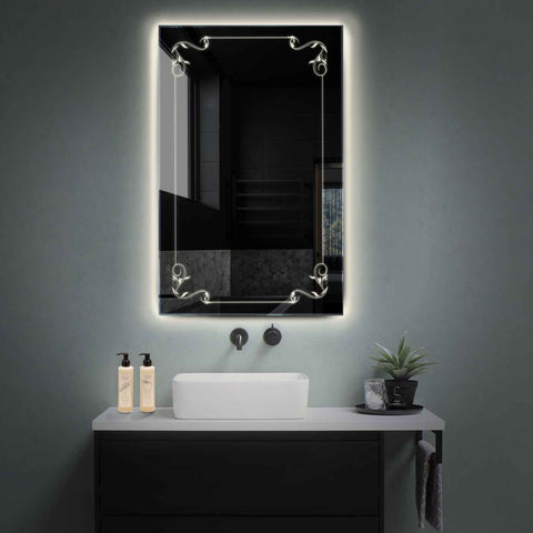 Specchio LED Verticale | Controllo tramite interruttore a muro | Luce bianca neutra - Reyze Serie Good Vibes Modello 5