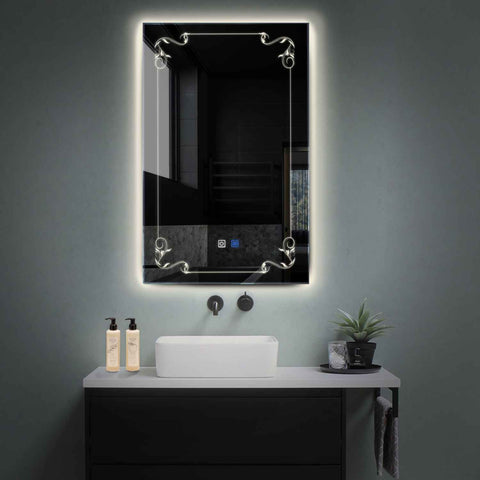 Specchio LED Verticale | Pulsanti touch | Funzione anti-appannamento | Luce bianca neutra - Reyze Serie Good Vibes Modello 5