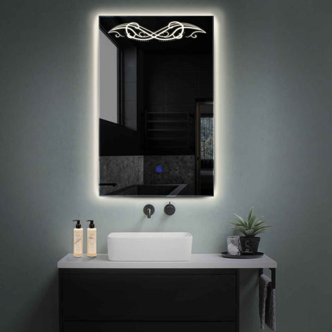 Specchio LED Verticale | Pulsante touch | Luce bianca neutra - Reyze Serie Good Vibes Modello 6