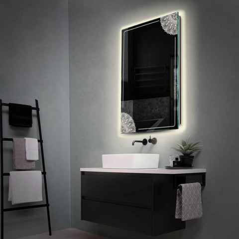 Specchio LED Verticale | Controllo tramite interruttore a muro | Luce bianca neutra - Reyze Serie Good Vibes Modello 7