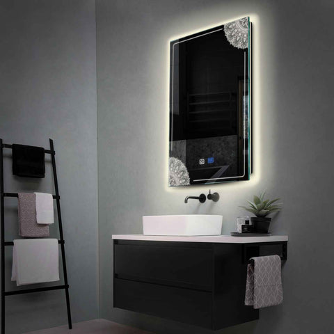 Specchio LED Verticale | Pulsanti touch | Funzione anti-appannamento | Luce bianca neutra - Reyze Serie Good Vibes Modello 7