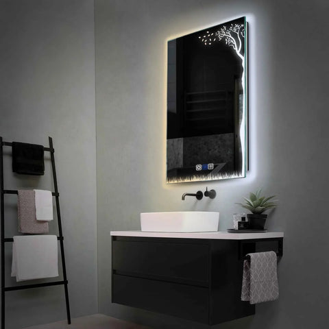 Specchio LED Verticale | Pulsanti touch | Funzione anti-appannamento | Temperatura di colore regolabile - Reyze Serie Good Vibes Modello 8