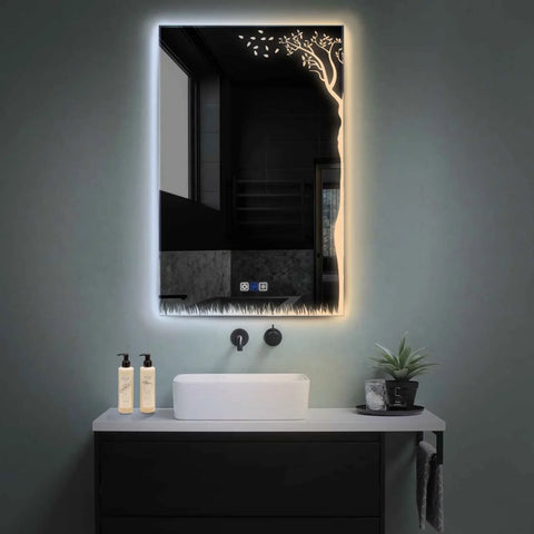 Specchio LED Verticale | Pulsanti touch | Funzione anti-appannamento | Temperatura di colore regolabile - Reyze Serie Good Vibes Modello 8
