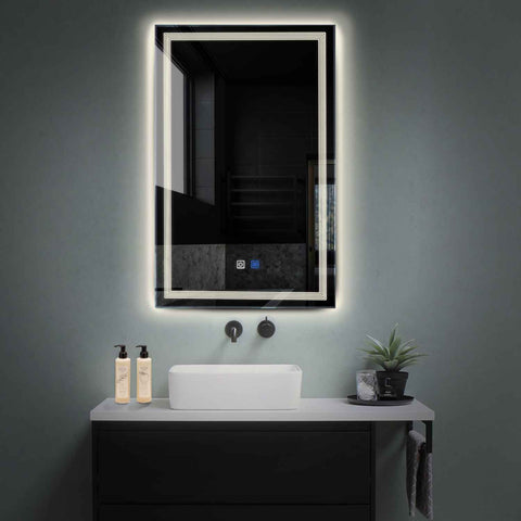 Specchio LED Verticale | Pulsanti touch | Funzione anti-appannamento | Luce bianca neutra - Reyze Serie Minimal Modello 1