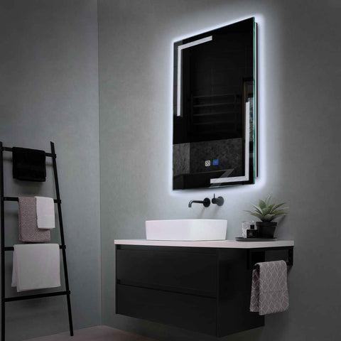 Specchio LED Verticale | Pulsanti touch | Funzione anti-appannamento | Luce bianca fredda - Reyze Serie Minimal Modello 2
