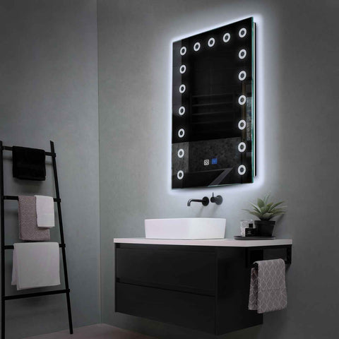 Specchio LED Verticale | Pulsanti touch | Funzione anti-appannamento | Luce bianca fredda - Reyze Serie Minimal Modello 4