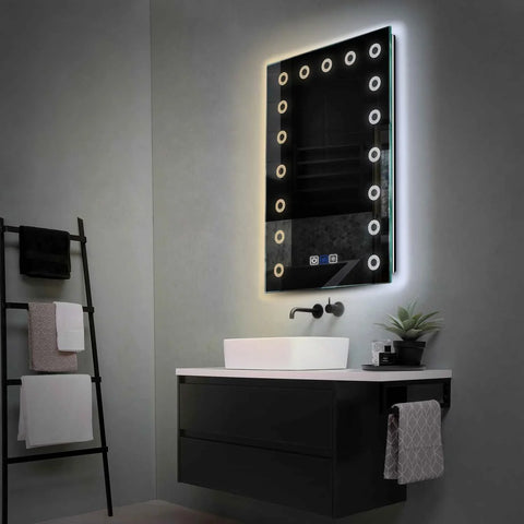 Specchio LED Verticale | Pulsanti touch | Funzione anti-appannamento | Temperatura di colore regolabile - Reyze Serie Minimal Modello 4
