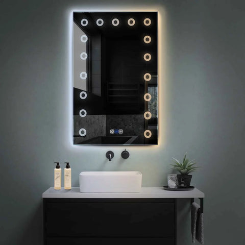 Specchio LED Verticale | Pulsanti touch | Funzione anti-appannamento | Temperatura di colore regolabile - Reyze Serie Minimal Modello 4