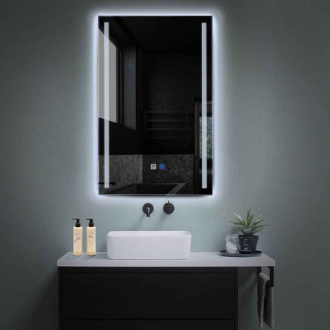 Specchio LED Verticale | Pulsanti touch | Funzione anti-appannamento | Luce bianca fredda - Reyze Serie Minimal Modello 7