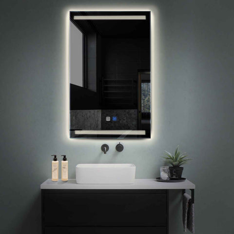 Specchio LED Verticale | Pulsanti touch | Funzione anti-appannamento | Luce bianca neutra - Reyze Serie Minimal Modello 8