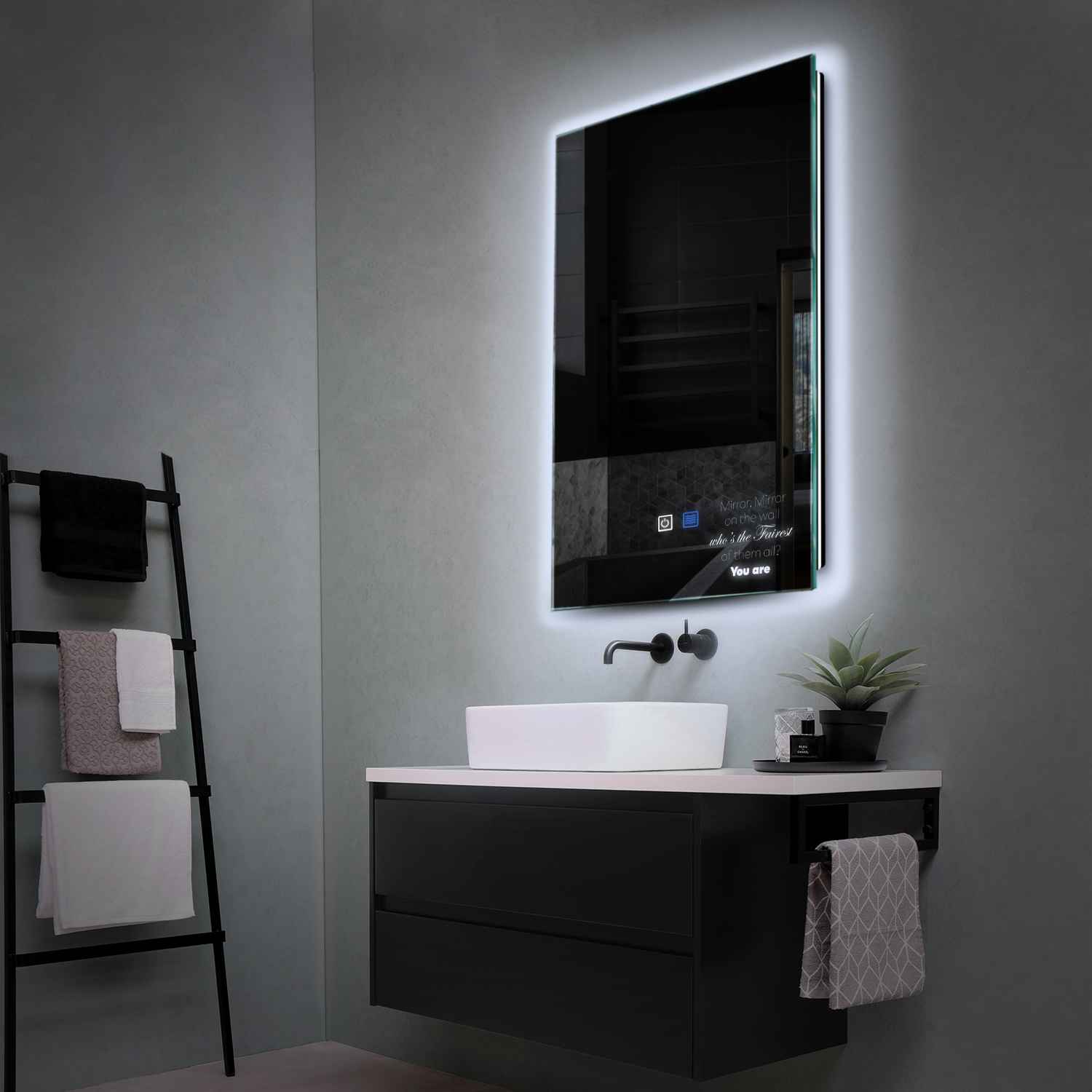 Specchio LED Verticale | Pulsanti touch | Funzione anti-appannamento | Luce bianca fredda - Reyze Serie Motivated Modello 4