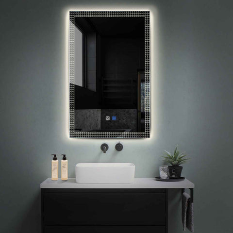 Specchio LED Verticale | Pulsanti touch | Funzione anti-appannamento | Luce bianca neutra - Reyze Serie Official Modello 3