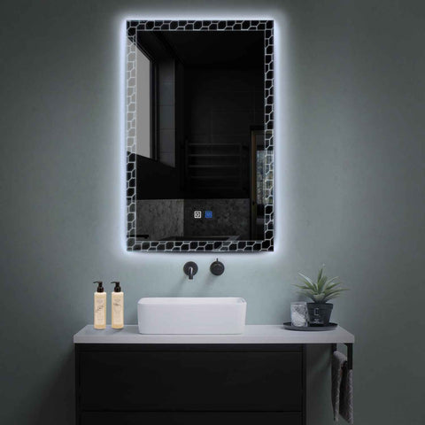 Specchio LED Verticale | Pulsanti touch | Funzione anti-appannamento | Luce bianca fredda - Reyze Serie Official Modello 7