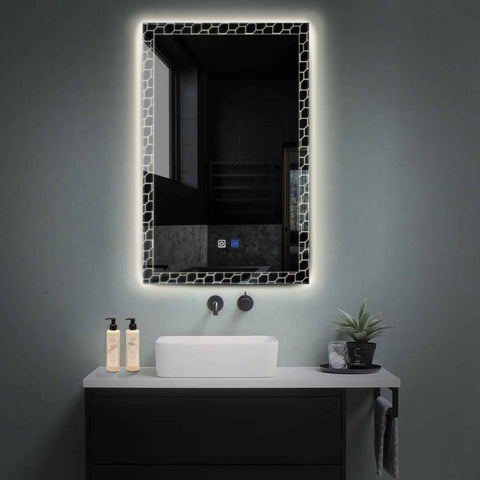 Specchio LED Verticale | Pulsanti touch | Funzione anti-appannamento | Luce bianca neutra - Reyze Serie Official Modello 7