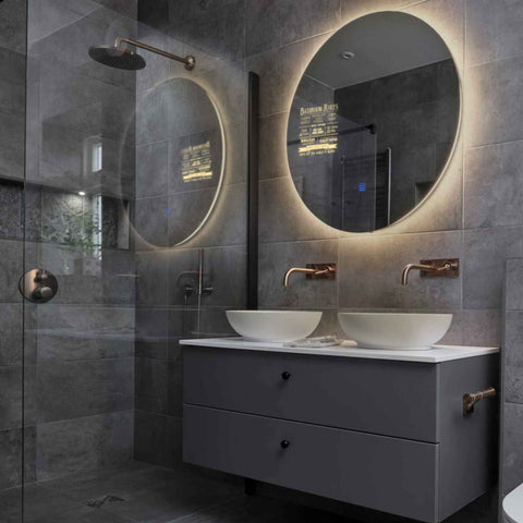 Specchio LED Rotondo | Pulsante touch | Luce bianca calda - Reyze Serie Motivated Modello 5
