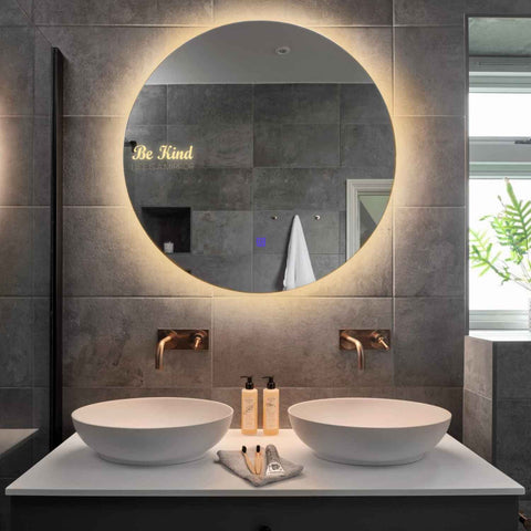 Specchio LED Rotondo | Pulsante touch | Luce bianca calda - Reyze Serie Motivated Modello 6