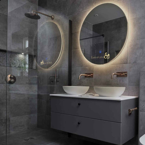 Specchio LED Rotondo | Pulsante touch | Luce bianca calda - Reyze Serie Motivated Modello 8