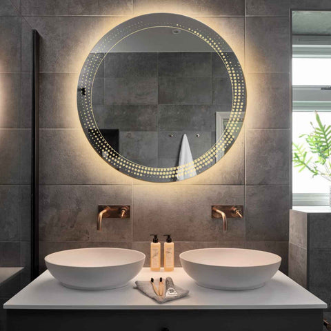 Specchio LED Rotondo | Controllo tramite interruttore a muro | Luce bianca calda - Reyze Serie Simetria Modello 8