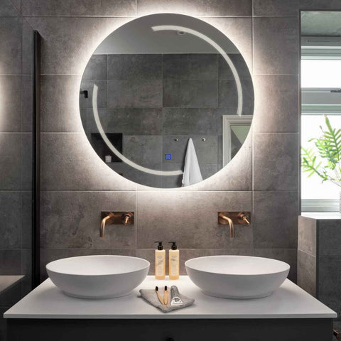 Specchio LED Rotondo | Pulsante touch | Luce bianca neutra - Reyze Serie Minimal Modello 2