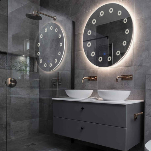 Specchio LED Rotondo | Pulsante touch | Luce bianca neutra - Reyze Serie Minimal Modello 4